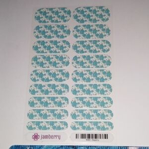 Jamberry Teal Floral 1K90 Destiny Nail Wraps